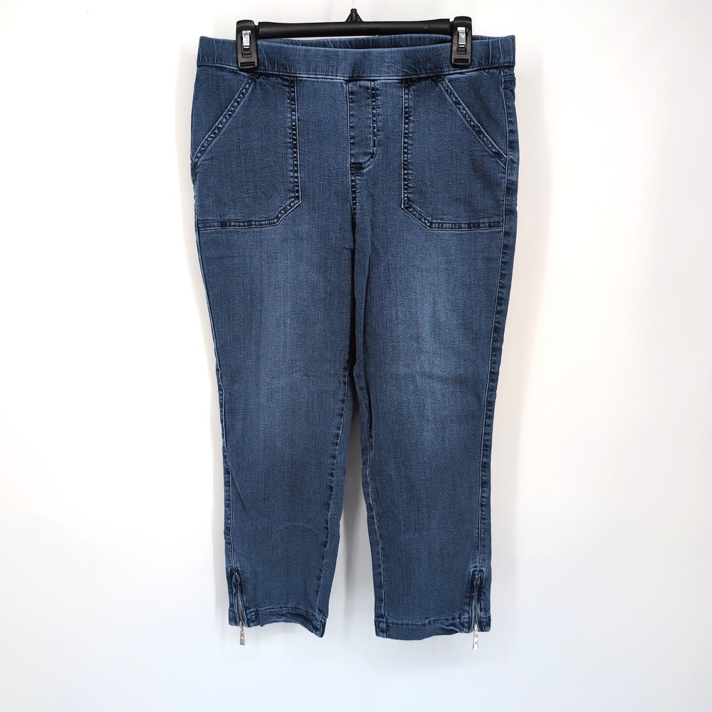 Belle by Kim Gravel Pants Blue TripleLuxe Crop Jeans w/ Cuff Womens 10P